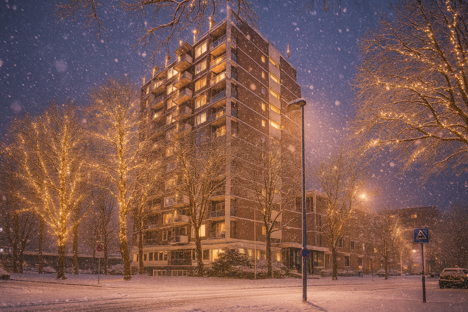 Groenesteinflat in de winter